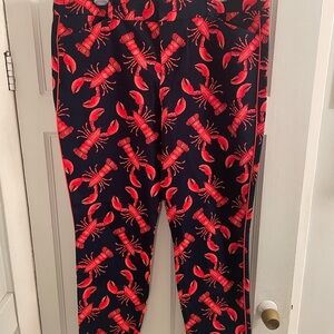 Old Navy Women's Lobster Print Pixie Pants - Red and Navy 14
